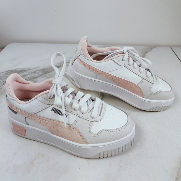EUC Puma Women's Carina Street Platform Sneakers Tennis Shoes, Pink White, 4.5 - Picture 2 of 8